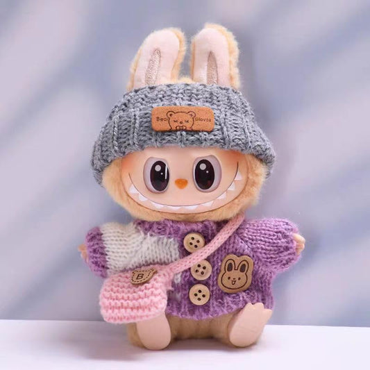 Labubu 洋服セット 17cm ラブブ人形用アクセサリー。人形のみの服なし(服6)