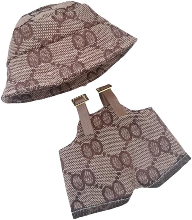 Labubu 服 Labubuぬいぐるみ 対応 手作り デニムオーバーオール&帽子セット labubu clothes 手工製作 Labubu アクセサリー かわいい ドール服 (ブルーP,2点セット)