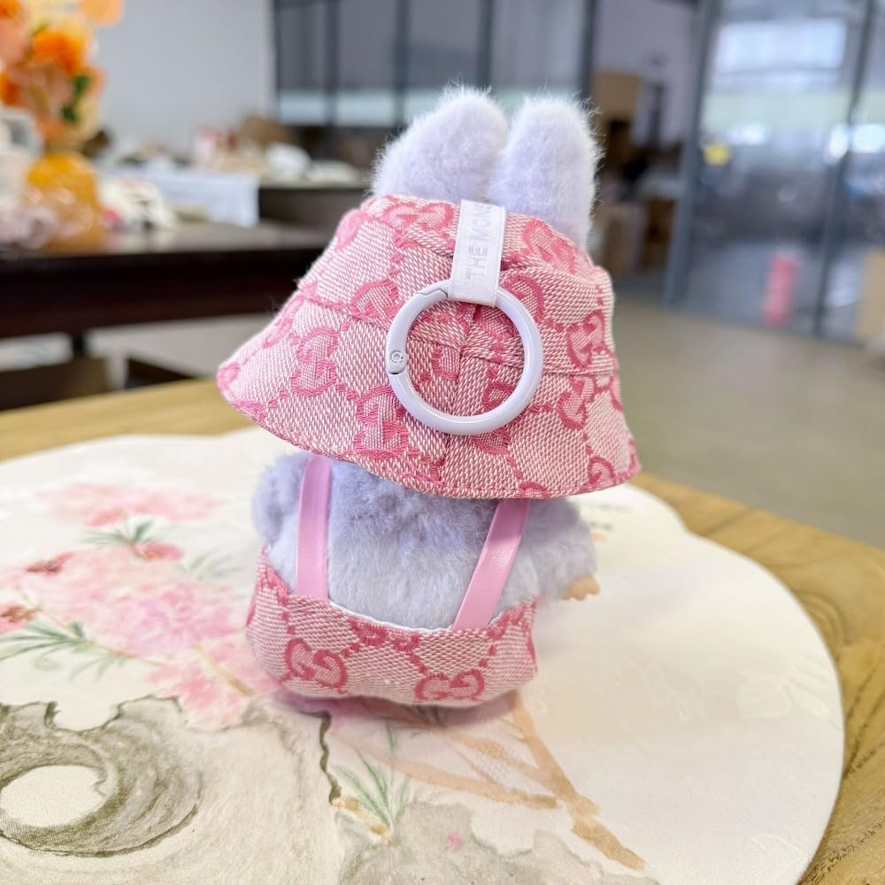 Labubu 服 Labubuぬいぐるみ 対応 手作り デニムオーバーオール&帽子セット labubu clothes 手工製作 Labubu アクセサリー かわいい ドール服 (ブルーP,2点セット)