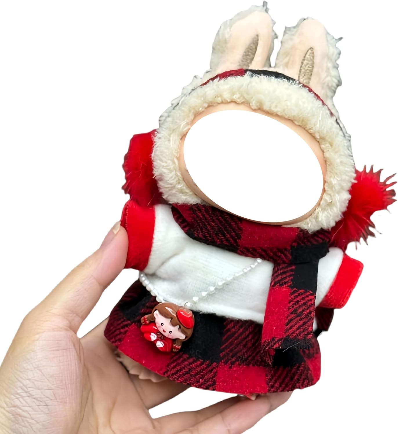 Labubu 服 Labubuぬいぐるみ 対応 手作り デニムオーバーオール&帽子セット labubu clothes 手工製作 Labubu アクセサリー かわいい ドール服 (11, 17cm)