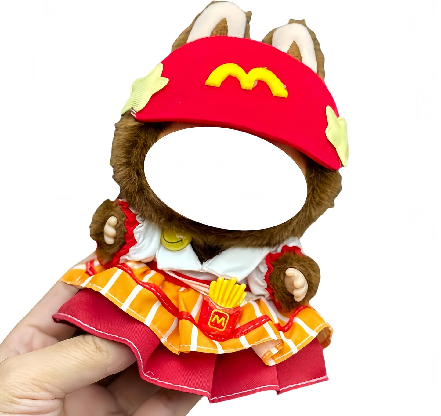 Labubu 服 Labubuぬいぐるみ 対応 手作り デニムオーバーオール&帽子セット labubu clothes 手工製作 Labubu アクセサリー かわいい ドール服 (11, 17cm)