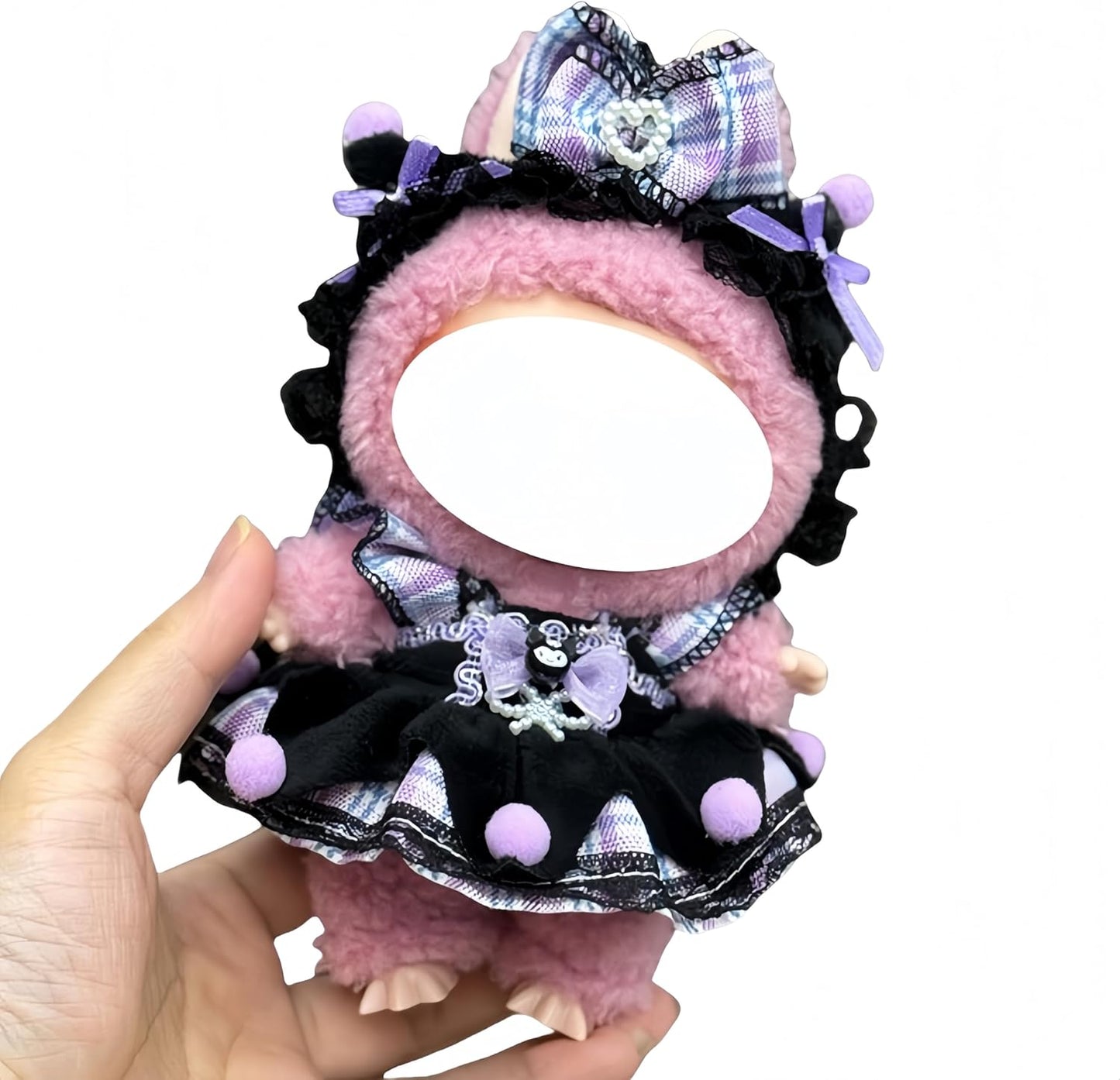 Labubu 服 Labubuぬいぐるみ 対応 手作り デニムオーバーオール&帽子セット labubu clothes 手工製作 Labubu アクセサリー かわいい ドール服 (11, 17cm)