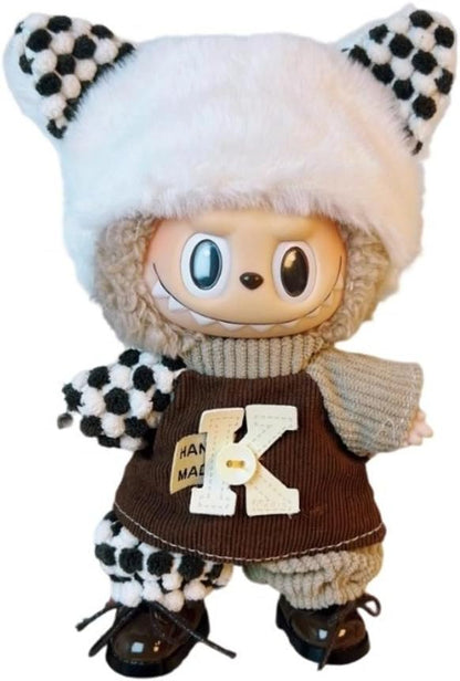 衣服のみ 17cmの人形に適しています 交換セット L Labubu 服ぬいぐるみ 対応 手作り デニムオーバーオール＆帽子セットL labubu clothes 手工製作アクセサリー かわいい ドール服 (LBB-72) [並行輸入品]