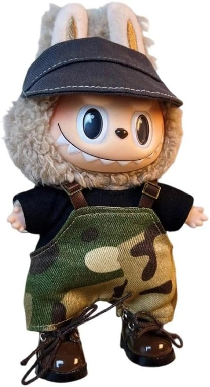 衣服のみ 17cmの人形に適しています 交換セット L Labubu 服ぬいぐるみ 対応 手作り デニムオーバーオール＆帽子セットL labubu clothes 手工製作アクセサリー かわいい ドール服 (LBB-72) [並行輸入品]