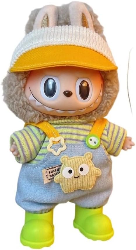 衣服のみ 17cmの人形に適しています 交換セット L Labubu 服ぬいぐるみ 対応 手作り デニムオーバーオール＆帽子セットL labubu clothes 手工製作アクセサリー かわいい ドール服 (LBB-76) [並行輸入品]