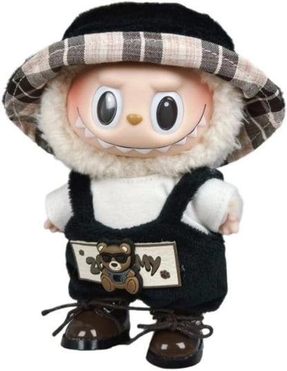 衣服のみ 17cmの人形に適しています 交換セット L Labubu 服ぬいぐるみ 対応 手作り デニムオーバーオール＆帽子セットL labubu clothes 手工製作アクセサリー かわいい ドール服 (LBB-76) [並行輸入品]