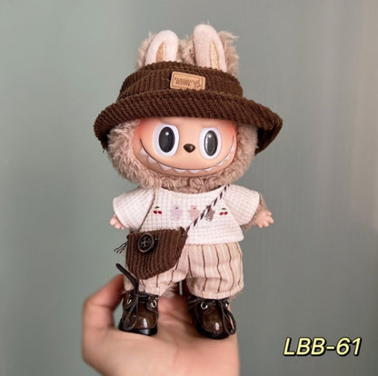 衣服のみ 17cmの人形に適しています 交換セット L Labubu 服ぬいぐるみ 対応 手作り デニムオーバーオール＆帽子セットL labubu clothes 手工製作アクセサリー かわいい ドール服 (LBB-72) [並行輸入品]