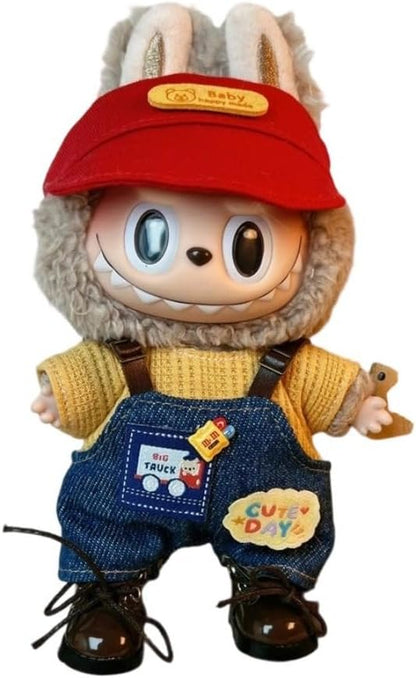 衣服のみ 17cmの人形に適しています 交換セット L Labubu 服ぬいぐるみ 対応 手作り デニムオーバーオール＆帽子セットL labubu clothes 手工製作アクセサリー かわいい ドール服 (LBB-72) [並行輸入品]