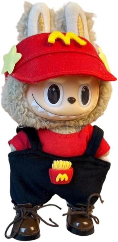 衣服のみ 17cmの人形に適しています 交換セット L Labubu 服ぬいぐるみ 対応 手作り デニムオーバーオール＆帽子セットL labubu clothes 手工製作アクセサリー かわいい ドール服 (LBB-76) [並行輸入品]