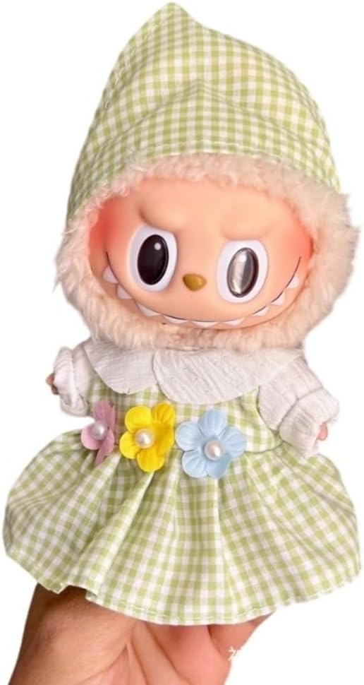 衣服のみ 17cmの人形に適しています 交換セット L Labubu 服ぬいぐるみ 対応 手作り デニムオーバーオール＆帽子セットL labubu clothes 手工製作アクセサリー かわいい ドール服 (LBB-76) [並行輸入品]