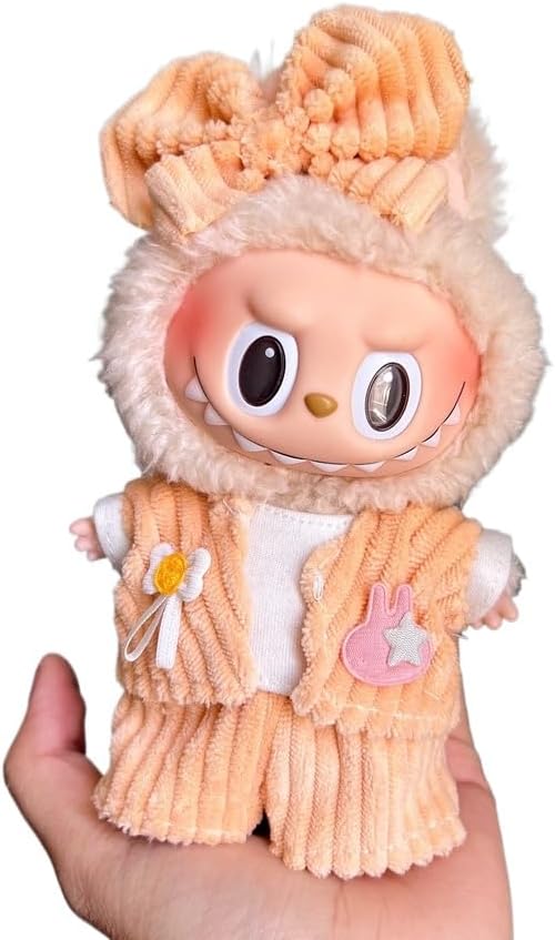 衣服のみ 17cmの人形に適しています 交換セット L Labubu 服ぬいぐるみ 対応 手作り デニムオーバーオール＆帽子セットL labubu clothes 手工製作アクセサリー かわいい ドール服 (LBB-76) [並行輸入品]