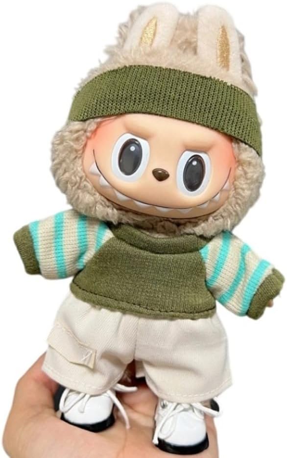 衣服のみ 17cmの人形に適しています 交換セット L Labubu 服ぬいぐるみ 対応 手作り デニムオーバーオール＆帽子セットL labubu clothes 手工製作アクセサリー かわいい ドール服 (LBB-72) [並行輸入品]