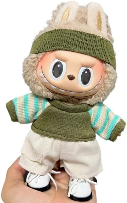 衣服のみ 17cmの人形に適しています 交換セット L Labubu 服ぬいぐるみ 対応 手作り デニムオーバーオール＆帽子セットL labubu clothes 手工製作アクセサリー かわいい ドール服 (LBB-72) [並行輸入品]