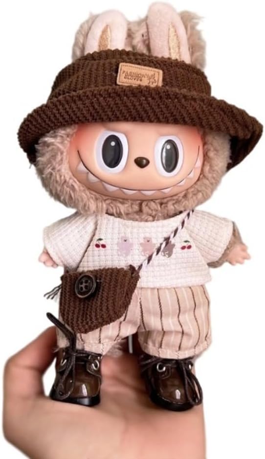 衣服のみ 17cmの人形に適しています 交換セット L Labubu 服ぬいぐるみ 対応 手作り デニムオーバーオール＆帽子セットL labubu clothes 手工製作アクセサリー かわいい ドール服 (LBB-76) [並行輸入品]