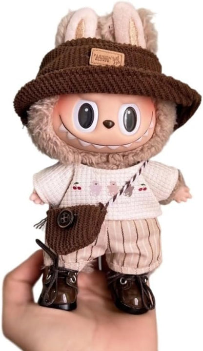 衣服のみ 17cmの人形に適しています 交換セット L Labubu 服ぬいぐるみ 対応 手作り デニムオーバーオール＆帽子セットL labubu clothes 手工製作アクセサリー かわいい ドール服 (LBB-72) [並行輸入品]