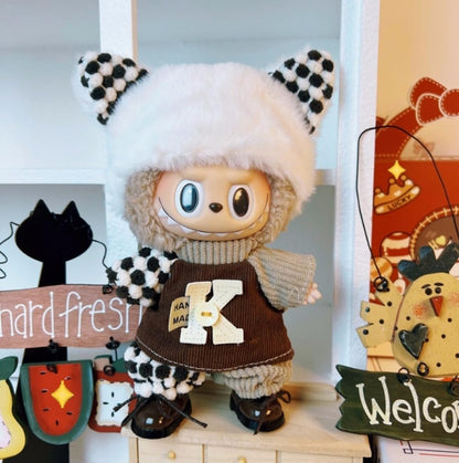 衣服のみ 17cmの人形に適しています 交換セット L Labubu 服ぬいぐるみ 対応 手作り デニムオーバーオール＆帽子セットL labubu clothes 手工製作アクセサリー かわいい ドール服 (LBB-72) [並行輸入品]