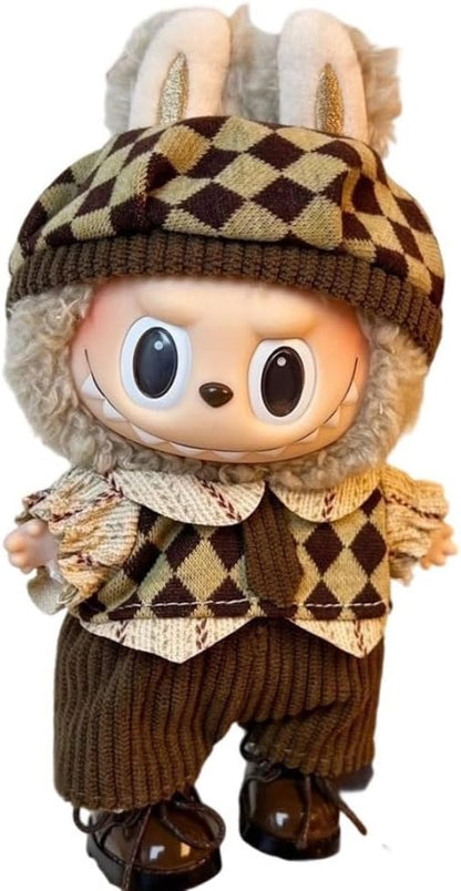 衣服のみ 17cmの人形に適しています 交換セット L Labubu 服ぬいぐるみ 対応 手作り デニムオーバーオール＆帽子セットL labubu clothes 手工製作アクセサリー かわいい ドール服 (LBB-76) [並行輸入品]