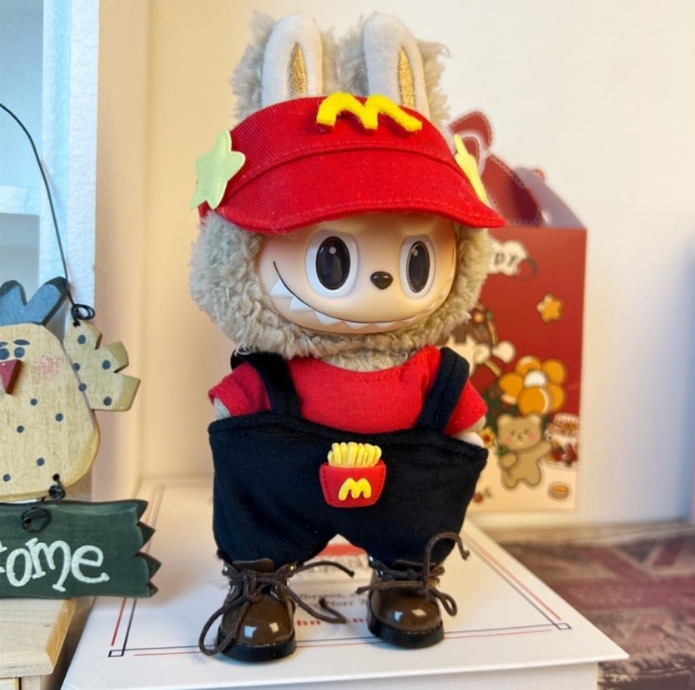 衣服のみ 17cmの人形に適しています 交換セット L Labubu 服ぬいぐるみ 対応 手作り デニムオーバーオール＆帽子セットL labubu clothes 手工製作アクセサリー かわいい ドール服 (LBB-76) [並行輸入品]