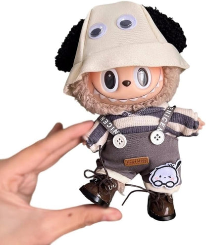 衣服のみ 17cmの人形に適しています 交換セット L Labubu 服ぬいぐるみ 対応 手作り デニムオーバーオール＆帽子セットL labubu clothes 手工製作アクセサリー かわいい ドール服 (LBB-76) [並行輸入品]