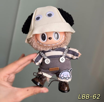 衣服のみ 17cmの人形に適しています 交換セット L Labubu 服ぬいぐるみ 対応 手作り デニムオーバーオール＆帽子セットL labubu clothes 手工製作アクセサリー かわいい ドール服 (LBB-76) [並行輸入品]