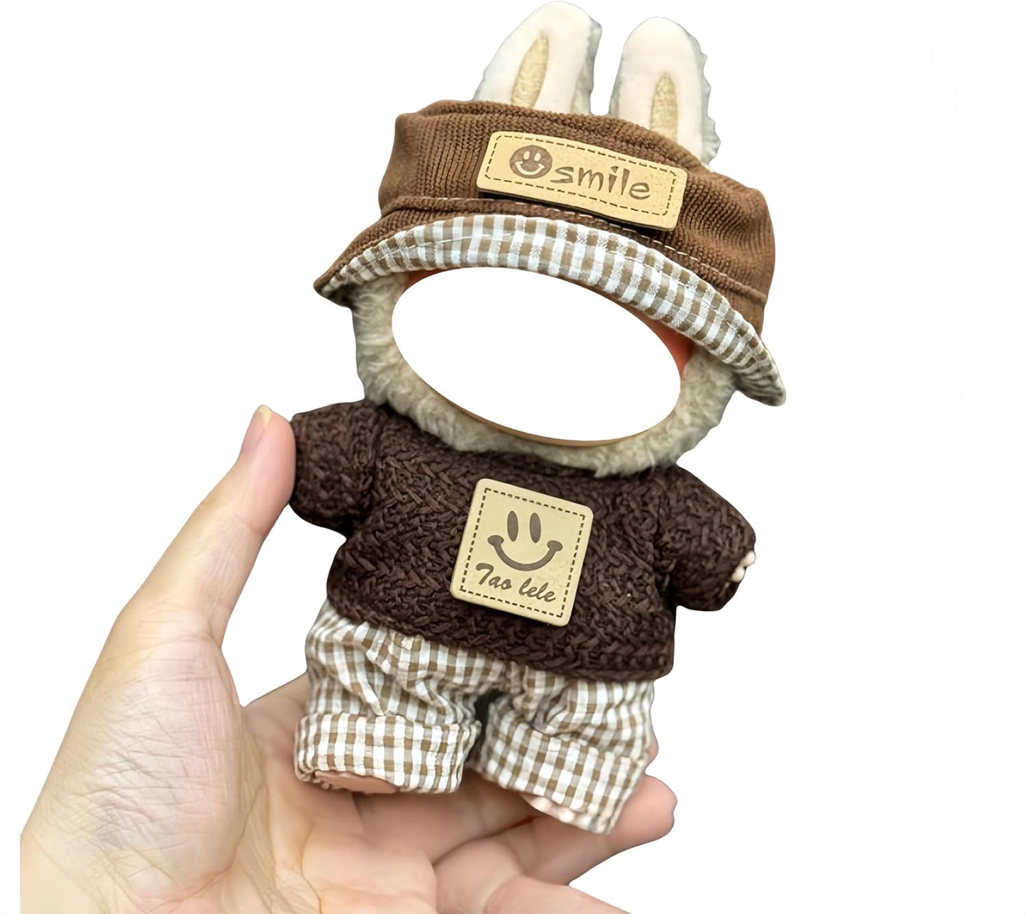 Labubu 服 Labubuぬいぐるみ 対応 手作り デニムオーバーオール＆帽子セット labubu clothes 手工製作 Labubu アクセサリー かわいい ドール服 (11, 17cm)